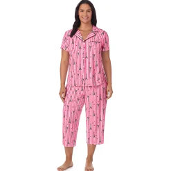 Cotton Rich Short Sleeve Notch Collar Top with Cropped Pant Pajama Set