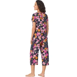 Cotton Rich Short Sleeve Top with Cropped Pant Pajama Set