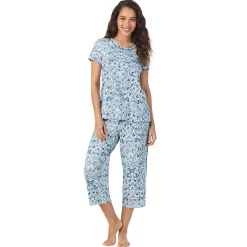 Cotton Rich Short Sleeve Top with Cropped Pant Pajama Set