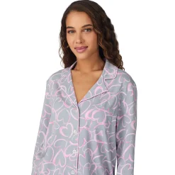 Cotton-Blend Long Sleeve Notch Collar 2-Pc Pajama Set