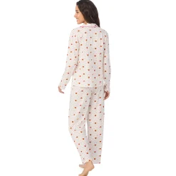 Cotton-Blend Long Sleeve Notch Collar 2-Pc Pajama Set