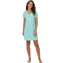 Cotton-Blend Short Sleeve V-Neck Sleep Shirt