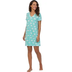 Cotton-Blend Short Sleeve V-Neck Sleep Shirt