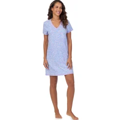 Cotton-Blend Short Sleeve V-Neck Sleep Shirt