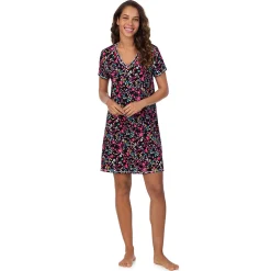 Cotton-Blend Short Sleeve V-Neck Sleep Shirt