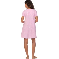 Cotton-Blend Short Sleeve V-Neck Sleep Shirt