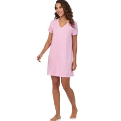 Cotton-Blend Short Sleeve V-Neck Sleep Shirt