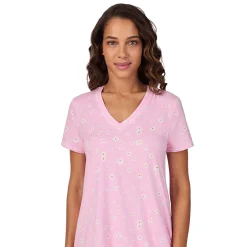 Cotton-Blend Short Sleeve V-Neck Sleep Shirt