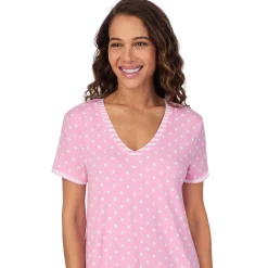 Cotton-Blend Short Sleeve V-Neck Sleep Shirt