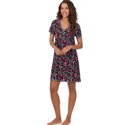 Cotton-Blend Short Sleeve V-Neck Sleep Shirt