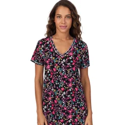 Cotton-Blend Short Sleeve V-Neck Sleep Shirt