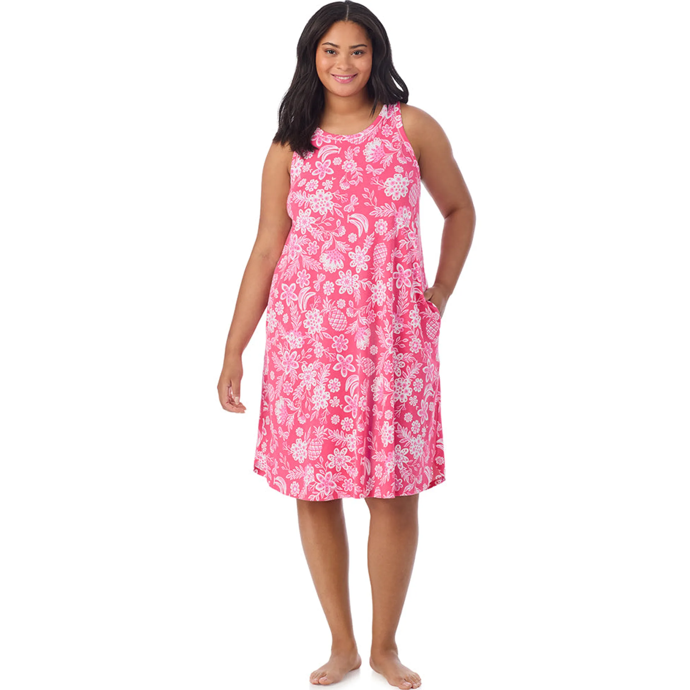 Cotton-Blend Sleeveless Sleep Midi-Gown PLUS