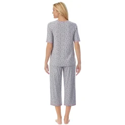Cuddl Smart Elbow Sleeve Top with Cropped Pant Pajama Set
