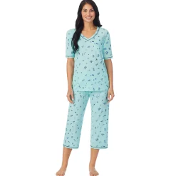 Cuddl Smart Elbow Sleeve Top with Cropped Pant Pajama Set