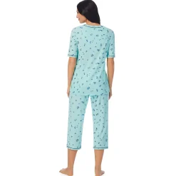 Cuddl Smart Elbow Sleeve Top with Cropped Pant Pajama Set