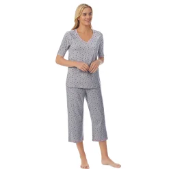 Cuddl Smart Elbow Sleeve Top with Cropped Pant Pajama Set