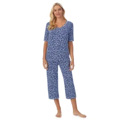 Cuddl Smart Elbow Sleeve Top with Cropped Pant Pajama Set