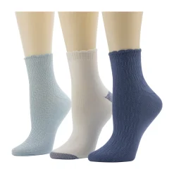 Diagonal Rib / Scallop Welt Anklet Sock 3-Pack