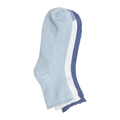 Diagonal Rib / Scallop Welt Anklet Sock 3-Pack