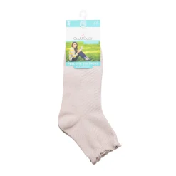 Diagonal Rib / Scallop Welt Anklet Sock 3-Pack