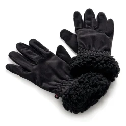 Double Plush Velour and Faux Fur Gloves with Sherpa Cuff