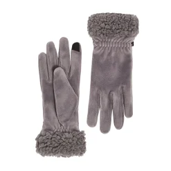Double Plush Velour and Faux Fur Gloves with Sherpa Cuff