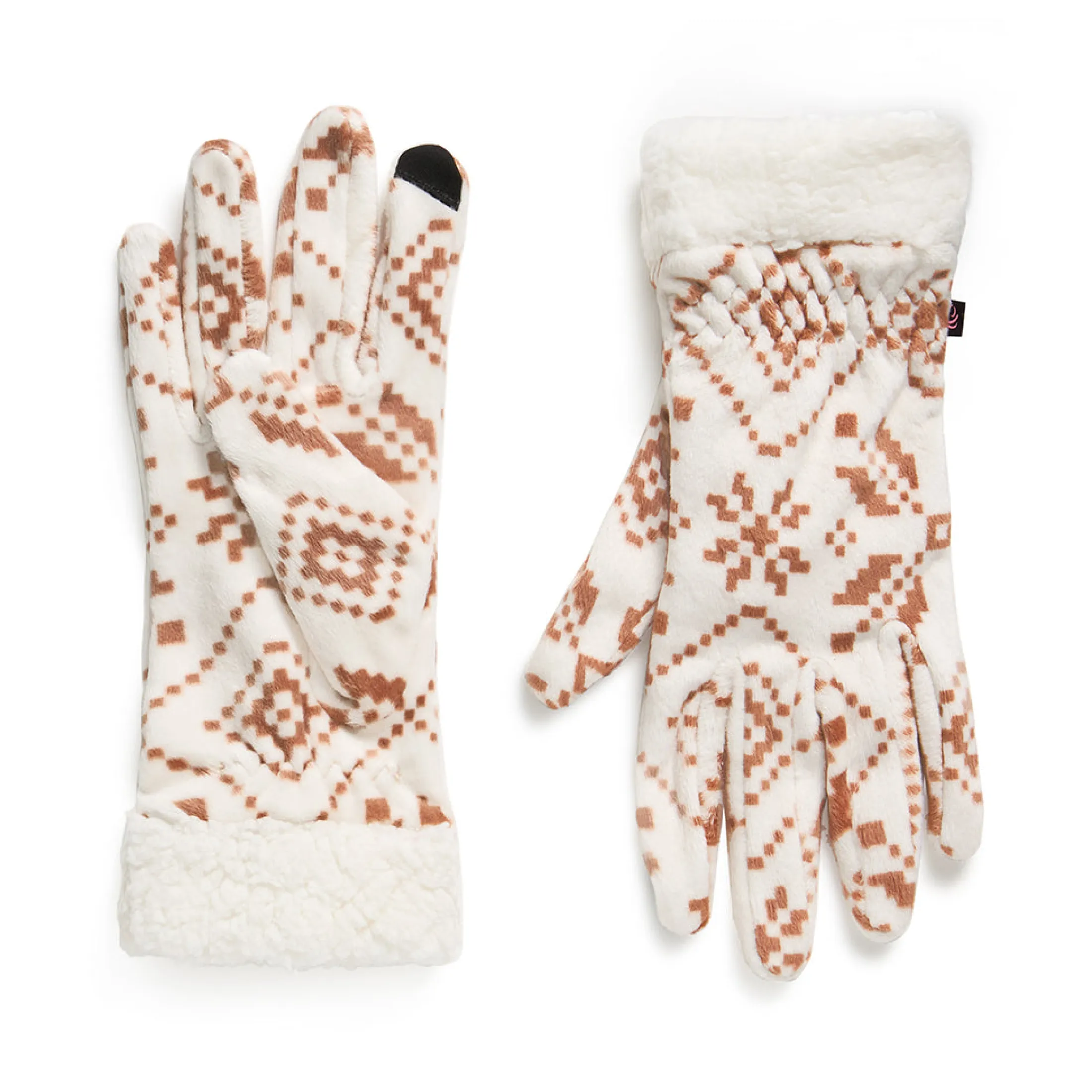 Double Plush Velour and Faux Fur Gloves with Sherpa Cuff