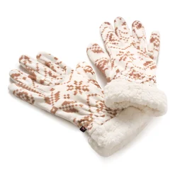 Double Plush Velour and Faux Fur Gloves with Sherpa Cuff