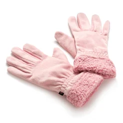Double Plush Velour and Faux Fur Gloves with Sherpa Cuff