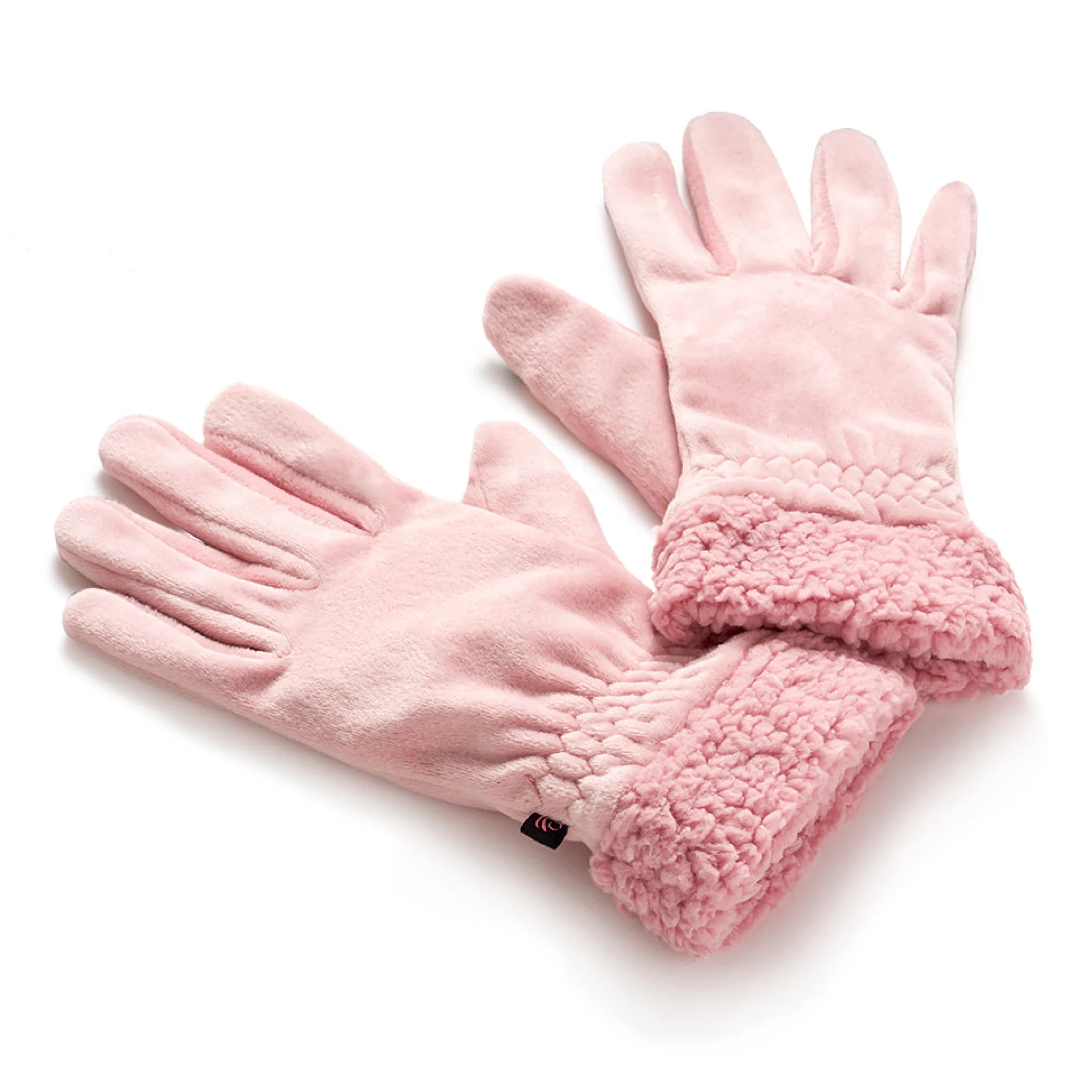 Double Plush Velour and Faux Fur Gloves with Sherpa Cuff