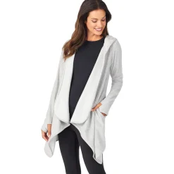 Fleecewear With Stretch Long Sleeve Hooded Wrap