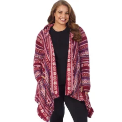 Fleecewear With Stretch Long Sleeve Hooded Wrap PLUS