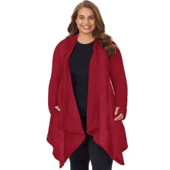 Fleecewear With Stretch Long Sleeve Hooded Wrap PLUS