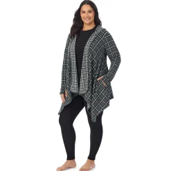 Fleecewear With Stretch Long Sleeve Hooded Wrap PLUS