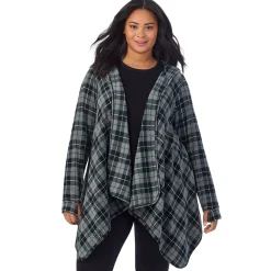 Fleecewear With Stretch Long Sleeve Hooded Wrap PLUS