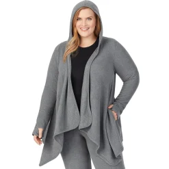 Fleecewear With Stretch Long Sleeve Hooded Wrap PLUS