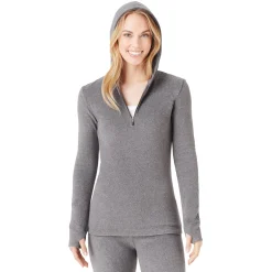 Fleecewear With Stretch Long Sleeve Half Zip Hoodie