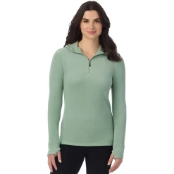 Fleecewear With Stretch Long Sleeve Half Zip Hoodie