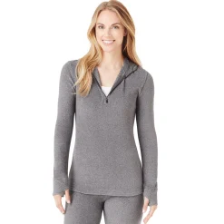 Fleecewear With Stretch Long Sleeve Half Zip Hoodie