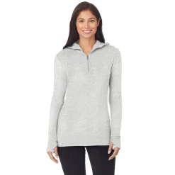 Fleecewear With Stretch Long Sleeve Half Zip Hoodie