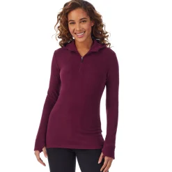 Fleecewear With Stretch Long Sleeve Half Zip Hoodie