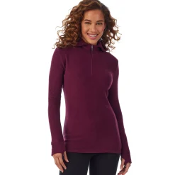Fleecewear With Stretch Long Sleeve Half Zip Hoodie