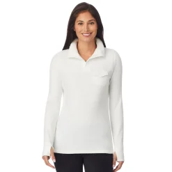 Fleecewear With Stretch Long Sleeve Mock Neck Henley With Sherpa