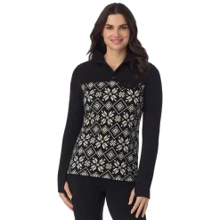 Fleecewear With Stretch Long Sleeve Mock Neck Henley With Sherpa