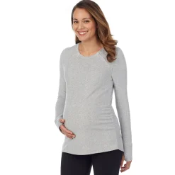Fleecewear With Stretch Maternity Snap Front Crew