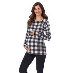 Fleecewear With Stretch Maternity Snap Front Crew