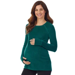 Fleecewear With Stretch Maternity Snap Front Crew