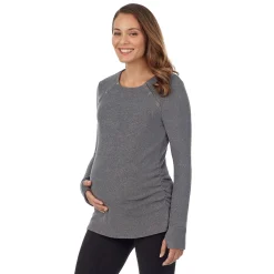 Fleecewear With Stretch Maternity Snap Front Crew