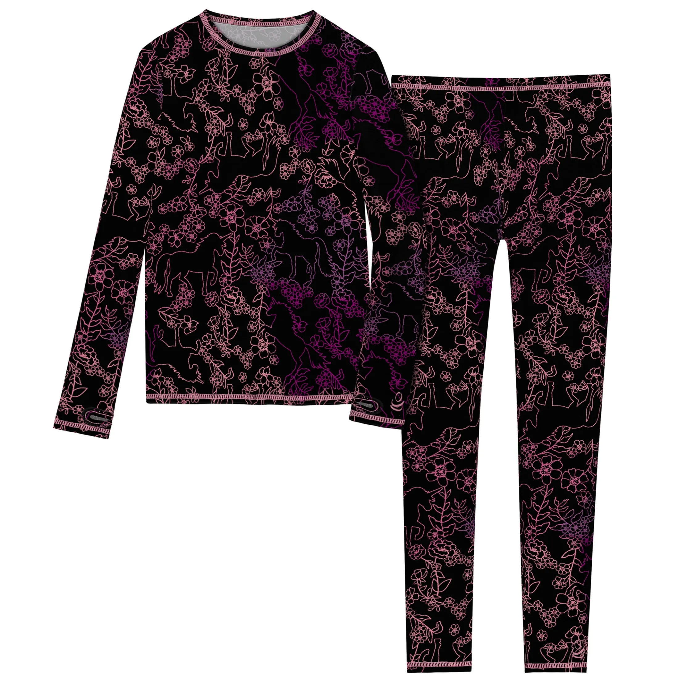 Girls Comfortech Stretch Poly 2 pc. Long Sleeve Crew & Pant Set