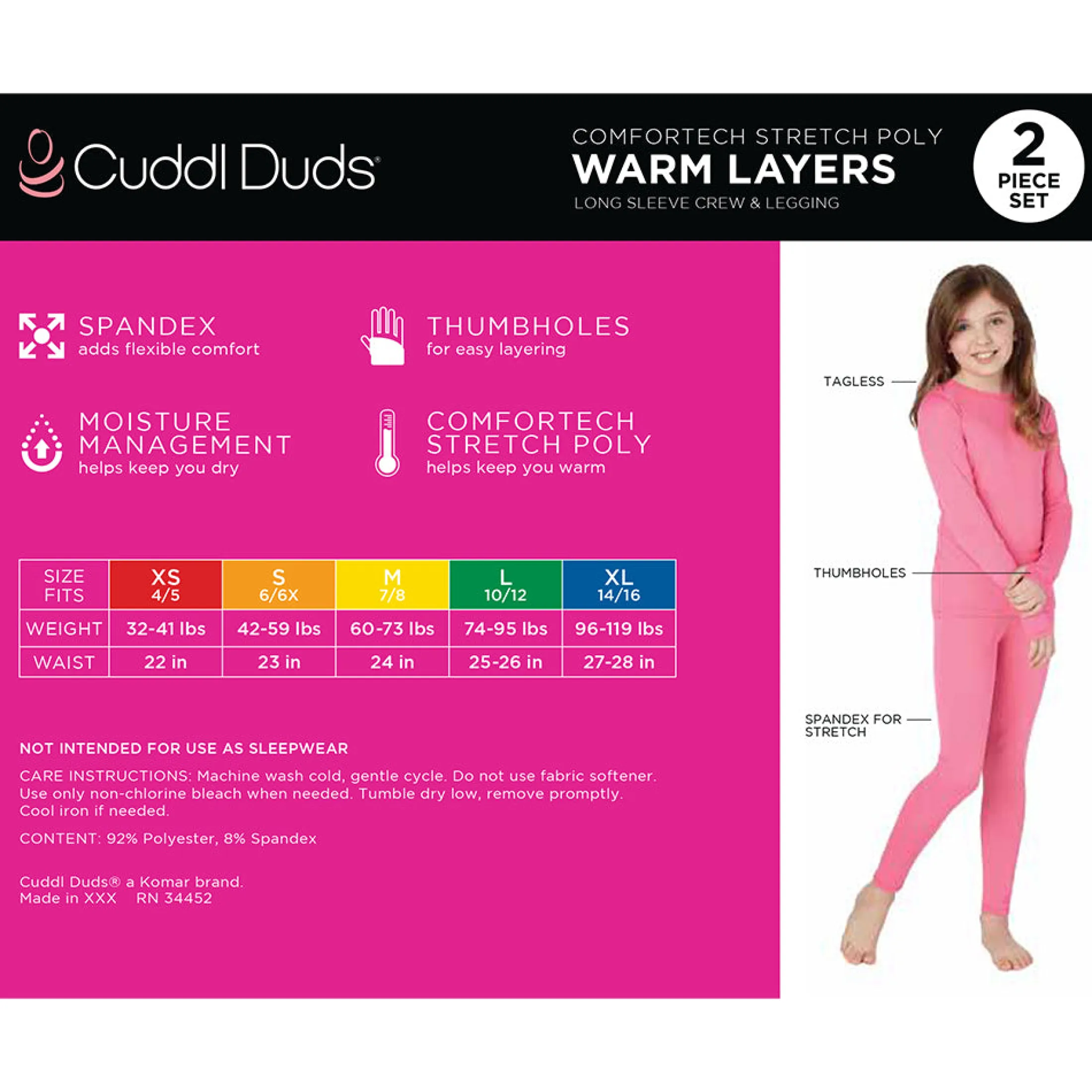 Girls Comfortech Stretch Poly 2 pc. Long Sleeve Crew & Pant Set